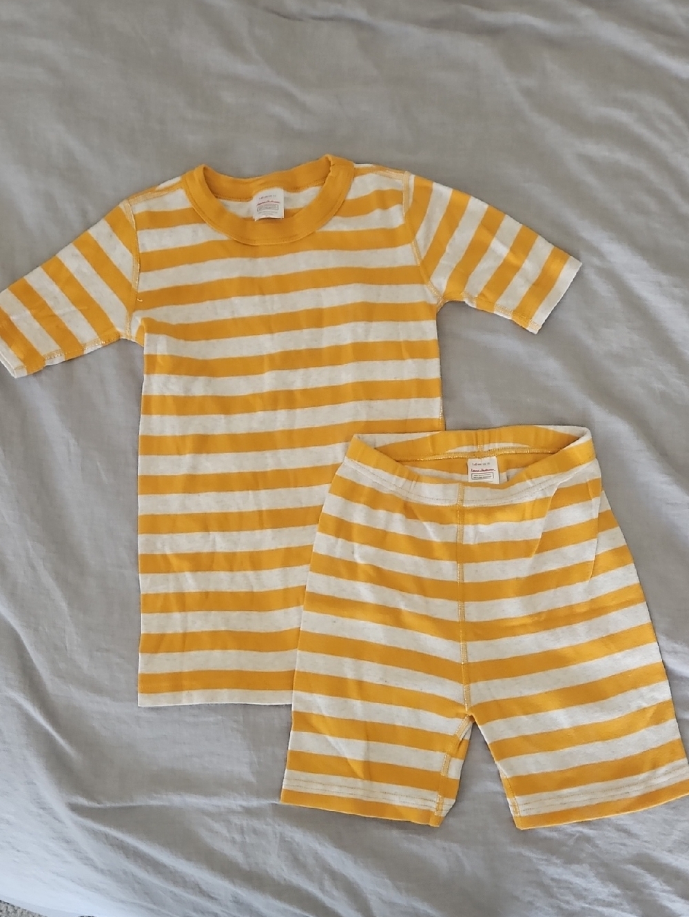 Hanna Andersson Yellow & White Striped Kids Pajama Set Organic Cotton